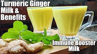 Turmeric Ginger Milk amp Benefits  for Cough cold fever Immunity booster Milk  Turmeric milk [upl. by Amil48]