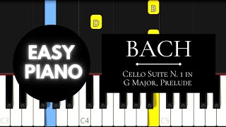 Cello Suite N 1 in G Major Prelude EASY Piano Tutorial  Bach [upl. by Flo]