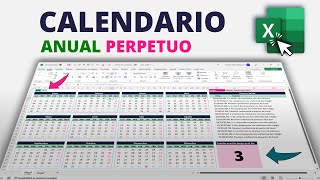 CALENDARIO Anual PERPETUO en Excel Automatizado con Eventos [upl. by Thecla217]