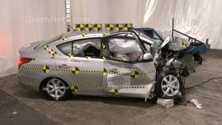 2013 Nissan Versa  Crash Test Documentation Frontal Oblique Offset Test by NHTSA  CrashNet1 [upl. by Izawa902]