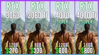 RTX 3060 vs RTX 3060 TI vs RTX 4070 SUPER vs RTX 4070 TI SUPER  Test in 20 Games [upl. by Adnaw]