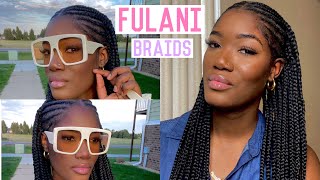 DIY FULANITRIBAL Feedin Braids With Box Braids on Myself [upl. by Korman]