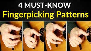 Top 4 Fingerpicking Guitar Patterns Travis Picking Style [upl. by Jackelyn]