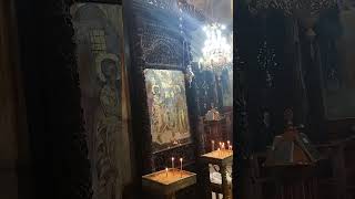 Venerating at St Gabriels Greek orthodox church of Annunciation in Nazareth Holy land [upl. by Weixel]