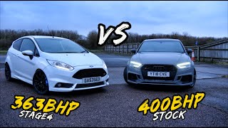 RACING THE BIG TURBO FIESTA ST AGAINST A STOCK RS3 PLUS MORE [upl. by Keelin7]