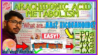 ARACHIDONIC ACID METABOLISM PROSTAGLANDINS LEUKOTRINES THROMBOXANELIPOXINSand its function [upl. by Nolyar722]