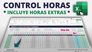 Plantilla para Calcular HORAS TRABAJADAS en Excel  Incluye HORAS EXTRAS Sin Macros [upl. by Risteau595]