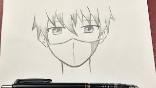 Easy anime drawing  how to draw anime boy wearing a mask [upl. by Enirehtac819]