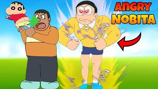 Angry Nobita Save Shinchan From Bully Gian 😱😱  Shinchan And Nobita Game  Funny Game [upl. by Jabe]