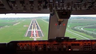 Cockpit view  Boeing 747400F Landing Amsterdam Schiphol [upl. by Ailliw135]