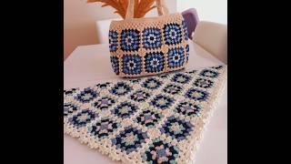 motifli battaniye çanta crochet örgü grannysquareblanket motif knitting handmade crochetbag [upl. by Ahsile380]