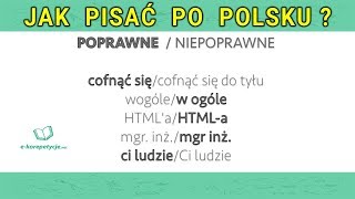 ✍ JAK POPRAWNIE PISAĆ PO POLSKU ✔ Lekcja 1 🇵🇱 Język polski  Poprawna Polszczyzna 🔥 [upl. by Gordan123]