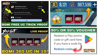 🔴Get Free Uc Live Proof 360 Uc In Just 19  How to Get 95 Discount Offer in Playstore [upl. by Lonyer]