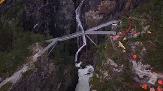 The step bridge at Vøringsfossen Norwegian Scenic Route Hardangervidda [upl. by Theadora]