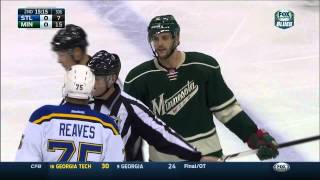 Ryan Reaves challenging Marco Scandella St Louis Blues vs Minnesota Wild Nov 29 2014 NHL [upl. by Siednarb637]