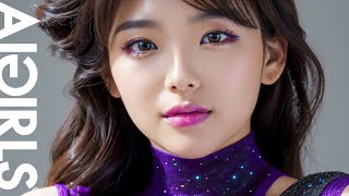 【Al ART 4K】Japanese Lookbook AI Model  Purple Glitter Turtleneck  AIGIRLS [upl. by Drugge]