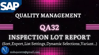 SAP QM  Inspection Lot QA32 Report  TCODE QA32  SAP Quality Management sapqm sappp [upl. by Hassadah818]