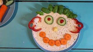 Lustiges Snack Gesicht mit Hummus  Brotzeit für Kinder [upl. by Klement781]