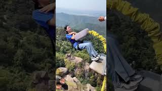 Banjee jumping in mountains travel bungee nature bungeejump bungeejumping hills mountains [upl. by Ecinhoj]