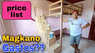 LOFT BED Magkano nga ba Ang GASTOS Presyo Ng materyales for Loft Bed  Magkano Presyo ng Materyales [upl. by Ennalyrehc497]