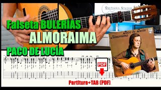 Falseta de BULERÍAS 13  PACO DE LUCÍA  de quotALMORAIMAquot  Partitura  TAB PDF [upl. by Caruso]