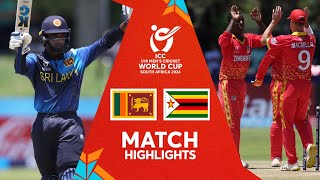 Sri Lanka v Zimbabwe  Match Highlights  U19 CWC 2024 [upl. by Ornas]