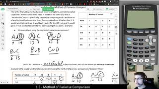 Math 3003 The Method of Pairwise Comparison example 2 [upl. by Gene]