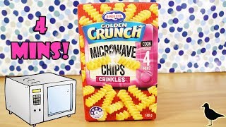 Birds Eye Golden Crunch Microwave Chips Crinkles Food Tasting Review  Birdew Reviews [upl. by Adihsar]