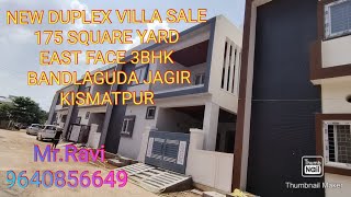 RR PROPERTY 1984 NEW DUPLEX VILLA SALE 175sq yards East face 3bhk Banlguda jagir MrRavi 9640856649 [upl. by Adrahc304]