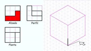 Dibujar perspectiva isométrica conocidos el alzado planta y perfil Con audio y 3D [upl. by Yenrab]