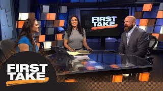 Stephen A asks Triple H and Stephanie McMahon to name biggest WWE Superstar ever  First Take [upl. by Halyk]