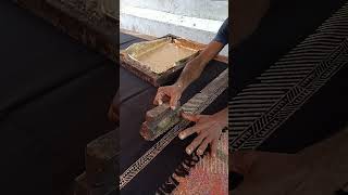 Block printing is the process of printing patterns by means of engraved wooden blocks [upl. by Ahseek]