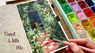 Painting Cute Cottage With Jelly Gouache  Paint With Me 🌿 [upl. by Nawiat961]