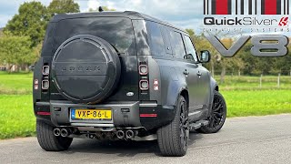 Land Rover Defender V8 P525 Quicksilver  REVIEW on AUTOBAHN [upl. by Masuh]