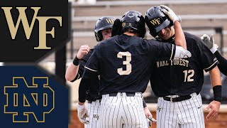 Notre Dame vs 4 Wake Forest Baseball Highlights  SAT GM 1  College Baseball Highlights 2023 [upl. by Yrojram603]