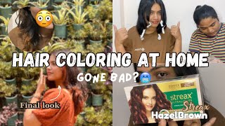 Hair Colouring at Home👩‍🦰🥶  Streax ultralights  Hazel Brown Shade🟤 [upl. by Alguire]