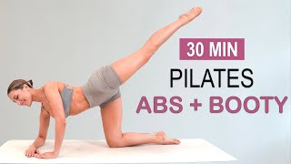 30 MIN PILATES ABS  BOOTY Workout  Mat Pilates  No Squats  Butt Lift  Lean Abs No Repeat [upl. by Akinat]