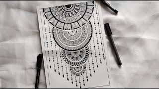 How to Draw Mandala Art  SemiCircle Mandala  How to draw Mandala for Beginners  Easy mandala [upl. by Doscher]