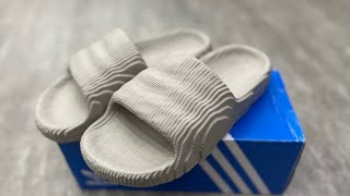 Unbox  Closing Adidas Adilette 22 Light Brown Slides HQ4670 Reiview [upl. by Aleydis]