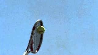 Stosur kick serve Racquet amp ball collision [upl. by Ylrebmek820]