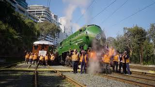 Locomotive 3801 crosses the Sydney Harbour Bridge for the very first time [upl. by Merari]