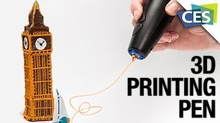 A 3DPrinting Pen that Draws in the Air 3Doodler at CES 2014 [upl. by Rosalba42]