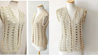 💯 Easiest Crochet Women Sweater Crochet Vest Crochet Women Top Pattern only Stitch [upl. by Halfon498]