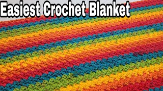 Easiest Crochet Blanket In The World  Easy Cochet Blanket For Beginners  Crochet Lessons [upl. by Arataj]