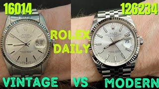 Rolex Datejust daily dont buy vintage 16014 vs 126234 40 years old vs 1 year old Silver 36mm [upl. by Nylqcaj]