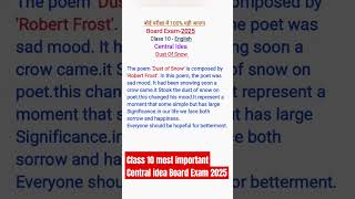 Class 10 English most important Central Idea board exam 2025 [upl. by Ahsienad]