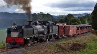 Garratt Steam Locomotive in the Hills  Puffing Billy Railway quotLast Beechyquot Australian Trains [upl. by Hgielime]