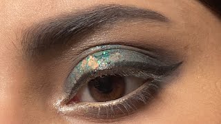 Green eye look with chunky glitter  How to create a cut crease with glitter eyeshadow  eyes looks [upl. by Barclay]