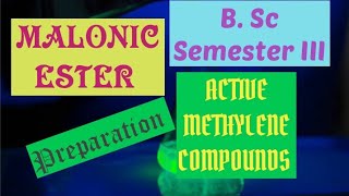 MALONIC ESTER PREPARATION ACTIVE METHYLENE COMPOUNDS  B Sc SEMESTER III [upl. by Dunton648]