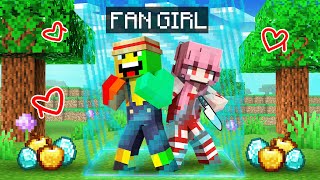 BLOQUÉ sur un BLOCK avec une FAN GIRL FOLLE sur Minecraft [upl. by Mulloy]